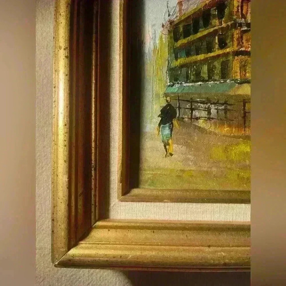 🎨 Cityscape Street Scene Impressionist  Oil on Canvas Framed Painting - Picture 8 of 14